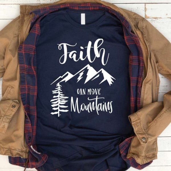 Faith Can Move Mountains Navy Shirt