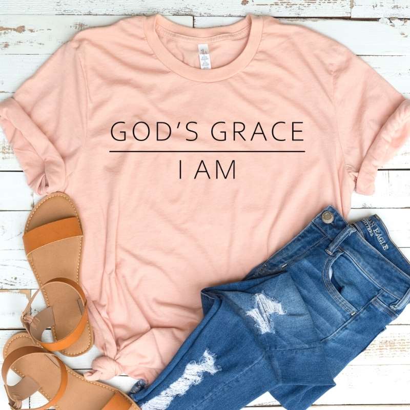 I Am Under God’s Grace Heather Peach Shirt Black Design