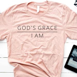 I Am Under Gods Grace Heather Peach Tee Black Design